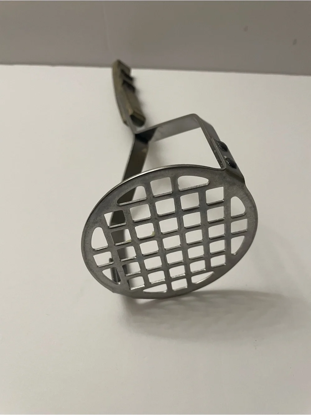 Vintage Japan Stainless Steel Potato Masher Lattice Wooden Handle Retro MCM